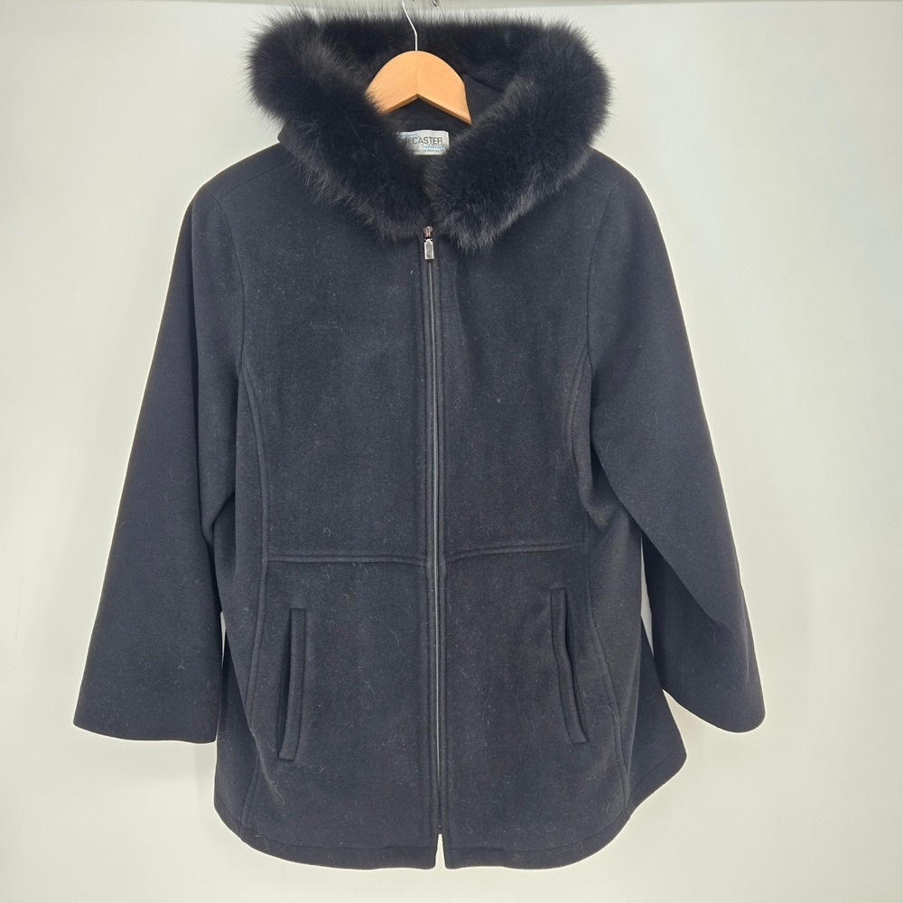 80% Lambswool Coat Real Fox Fur Trim Forecaster of Boston Parka Wool Size 14